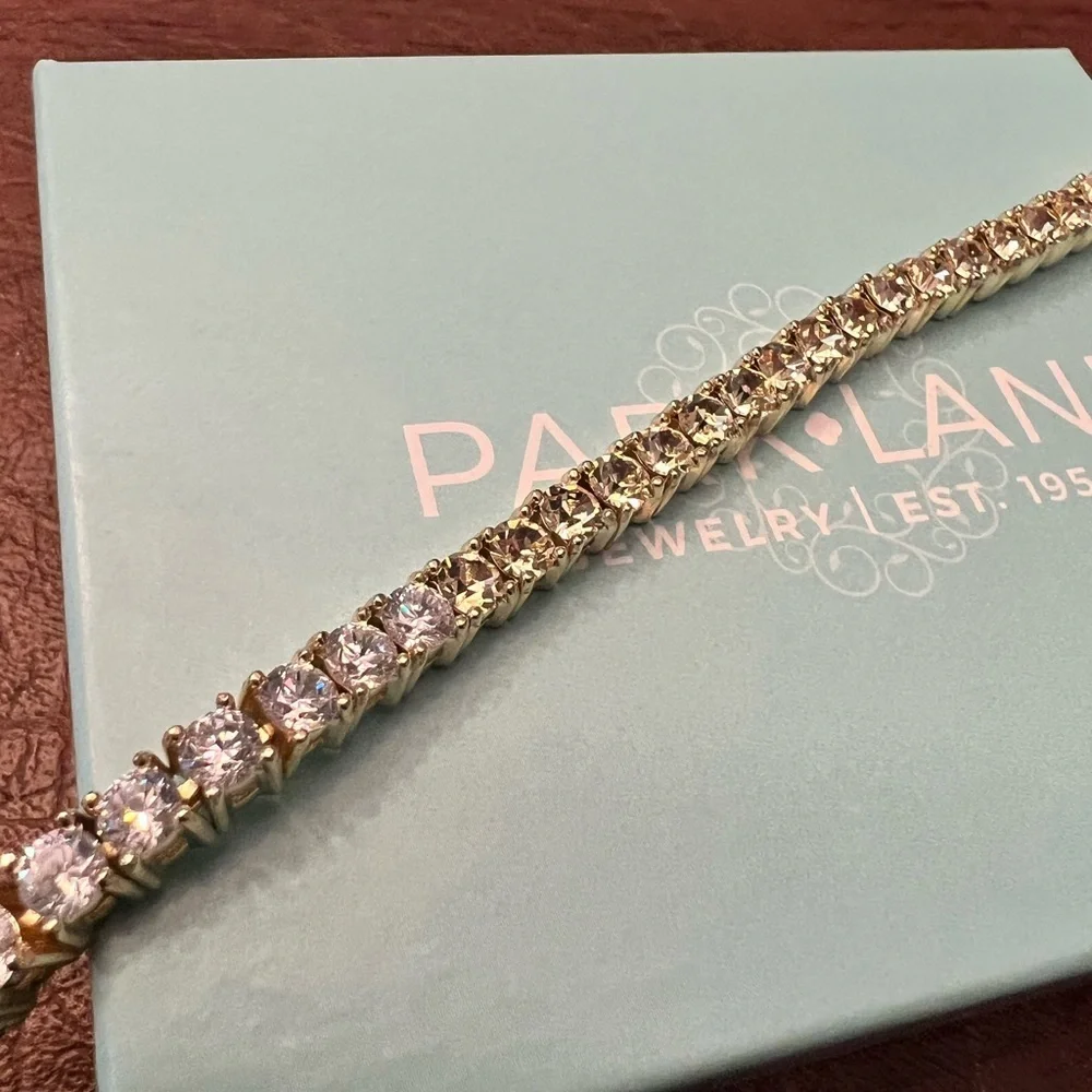 Park Lane BUTTERCUP Impression Tennis Bracelet, Yellow/Clear CZs, 7”+2”, NWT